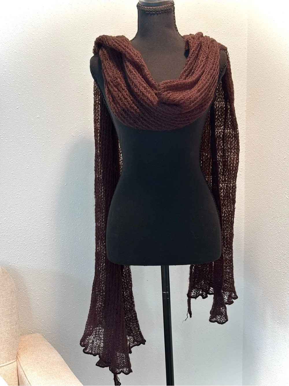 Brown Lightweight Knit Scarf - Women's Accessory